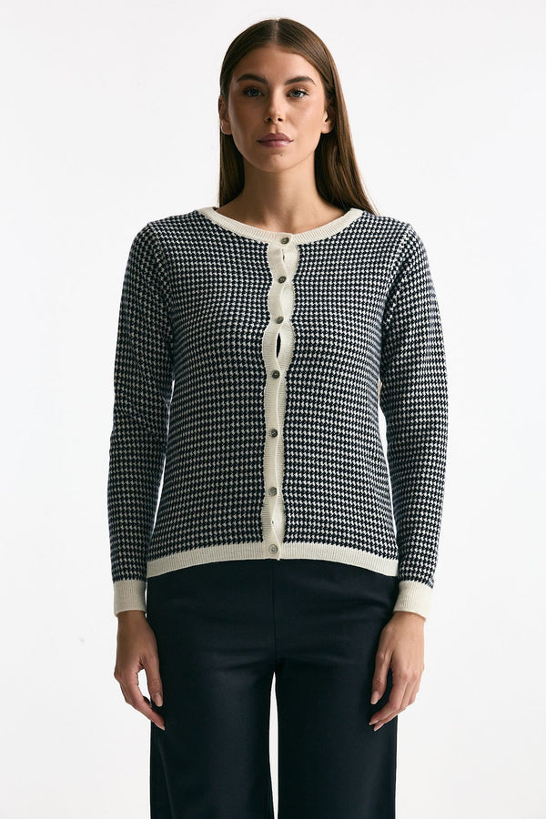 Cardigan pied de poule in cashmere women ( p - s )