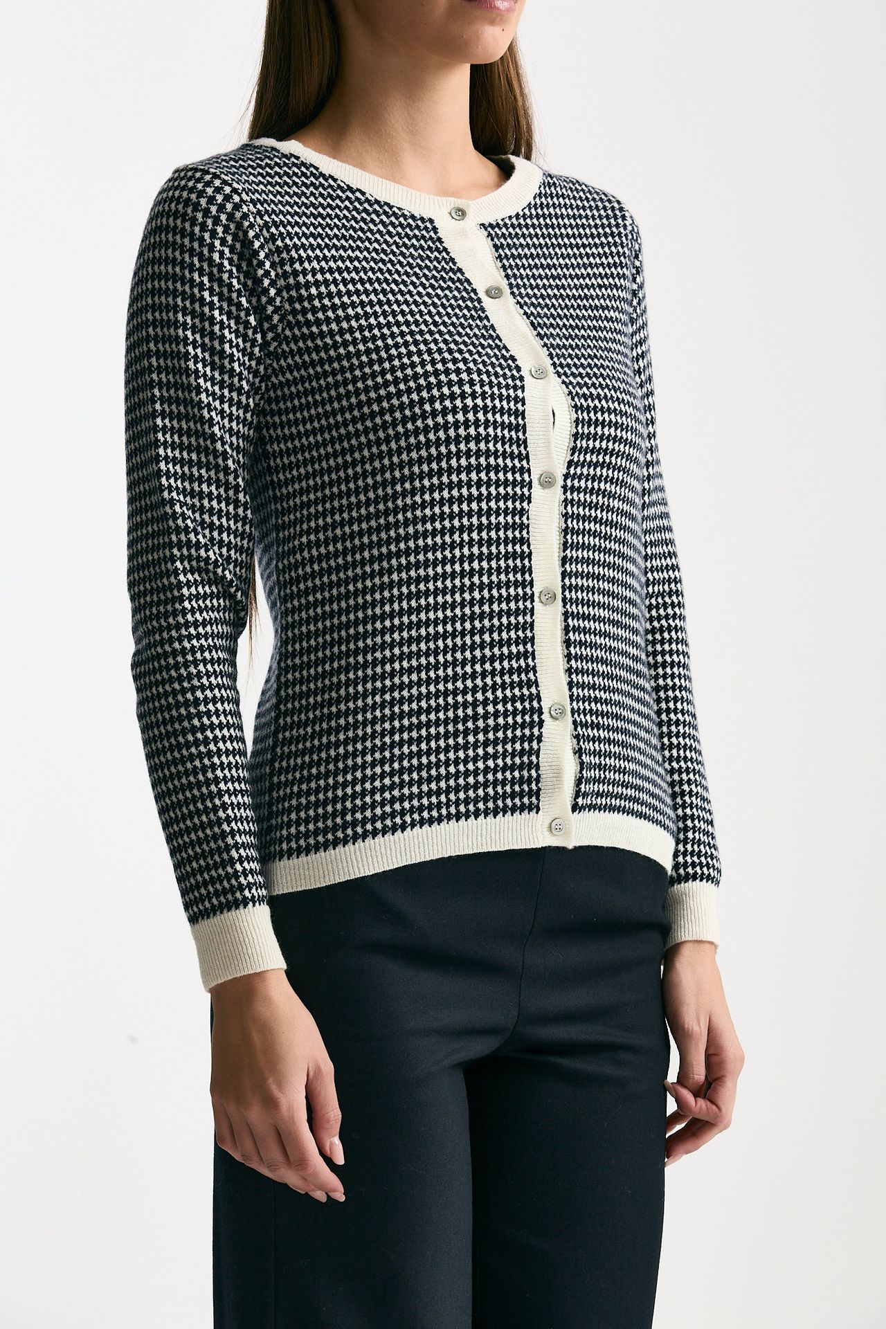 Cardigan pied de poule in cashmere women ( p - s ) - 1