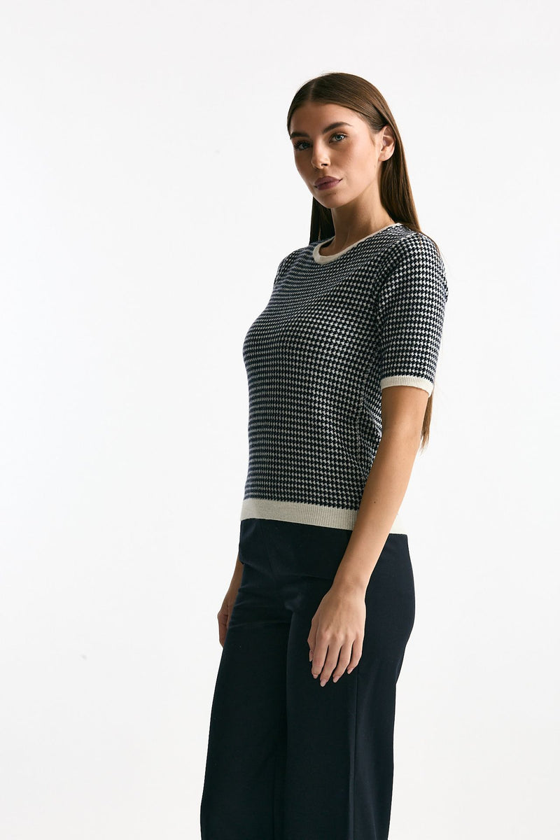 Maglia mezza manica blu e panna women ( p - s ) - 1