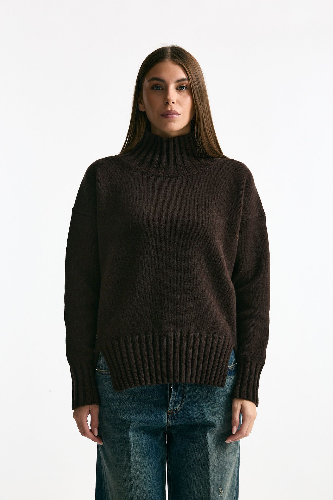 Maglia dolcevita in cashmere marrone women ( p - s ) - 1