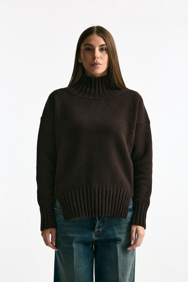 Maglia dolcevita in cashmere marrone women ( p - s )