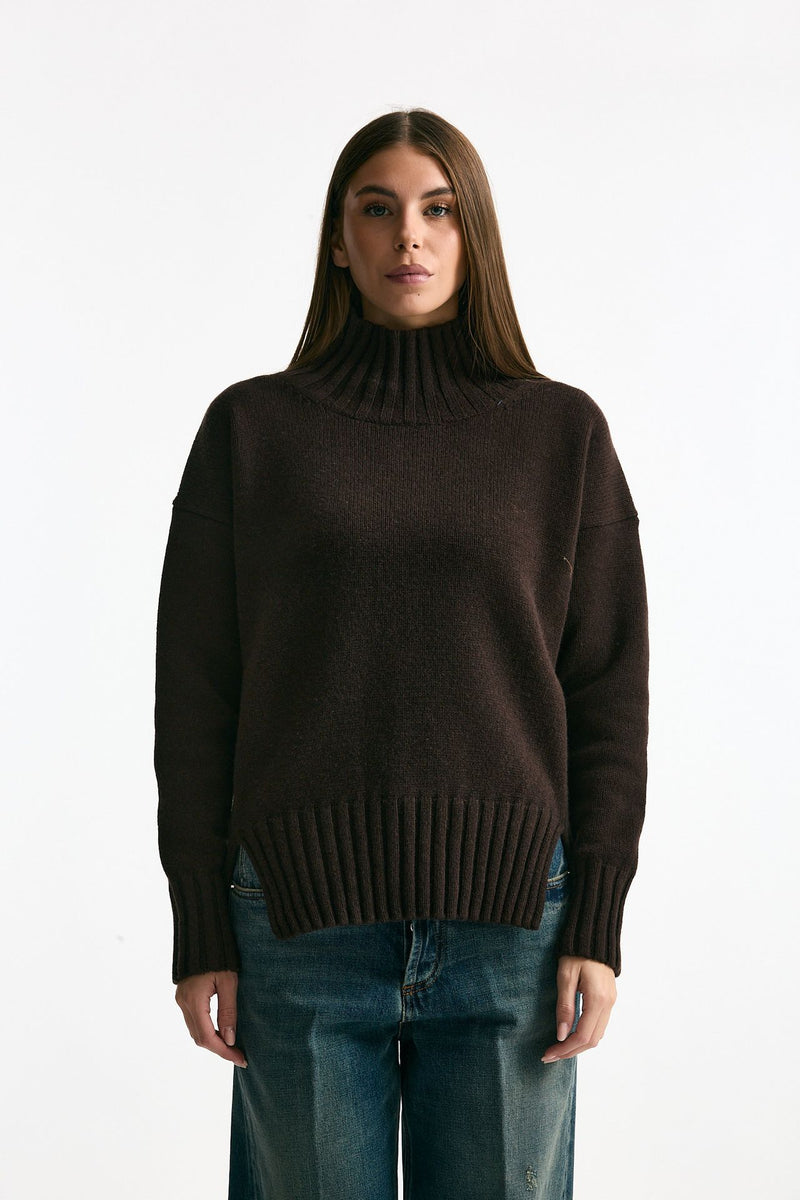 Maglia dolcevita in cashmere marrone women ( p - s ) - 1