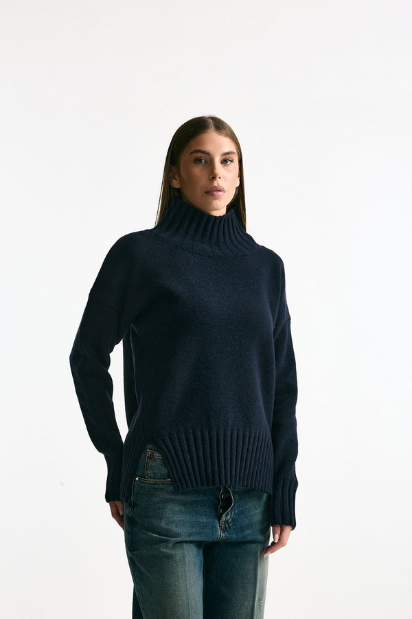 Maglia dolcevita in cashmere blu women ( p - s )