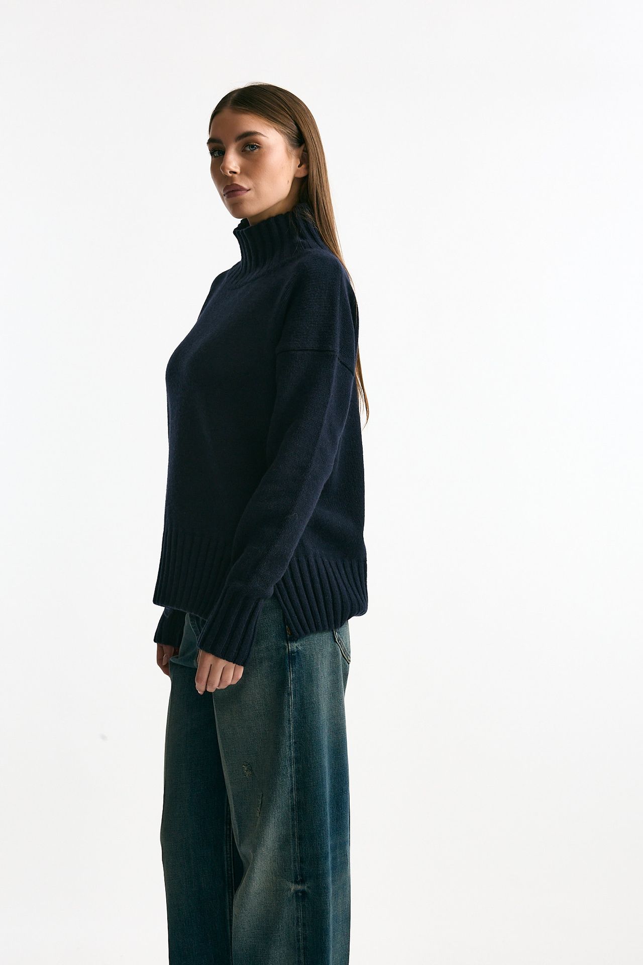 Maglia dolcevita in cashmere blu women ( p - s ) - 3