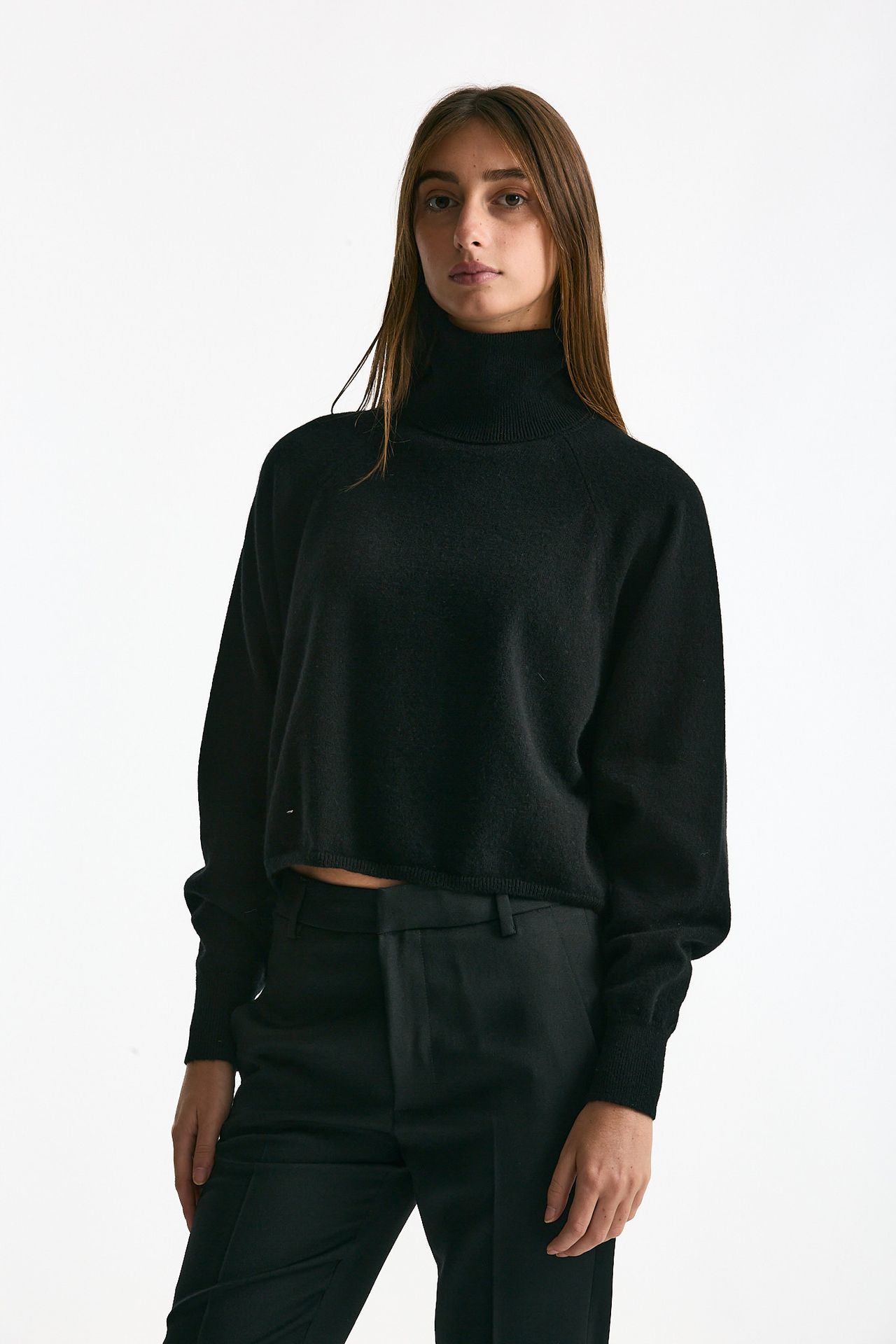 Maglia dolcevita crop in cashmere nero women ( p - s ) - 2