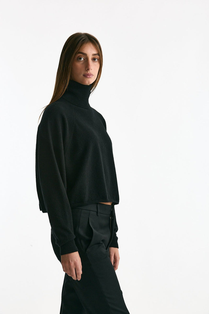 Maglia dolcevita crop in cashmere nero women ( p - s ) - 1