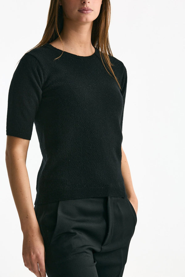 Maglia girocollo in cashmere nero women ( p - s )