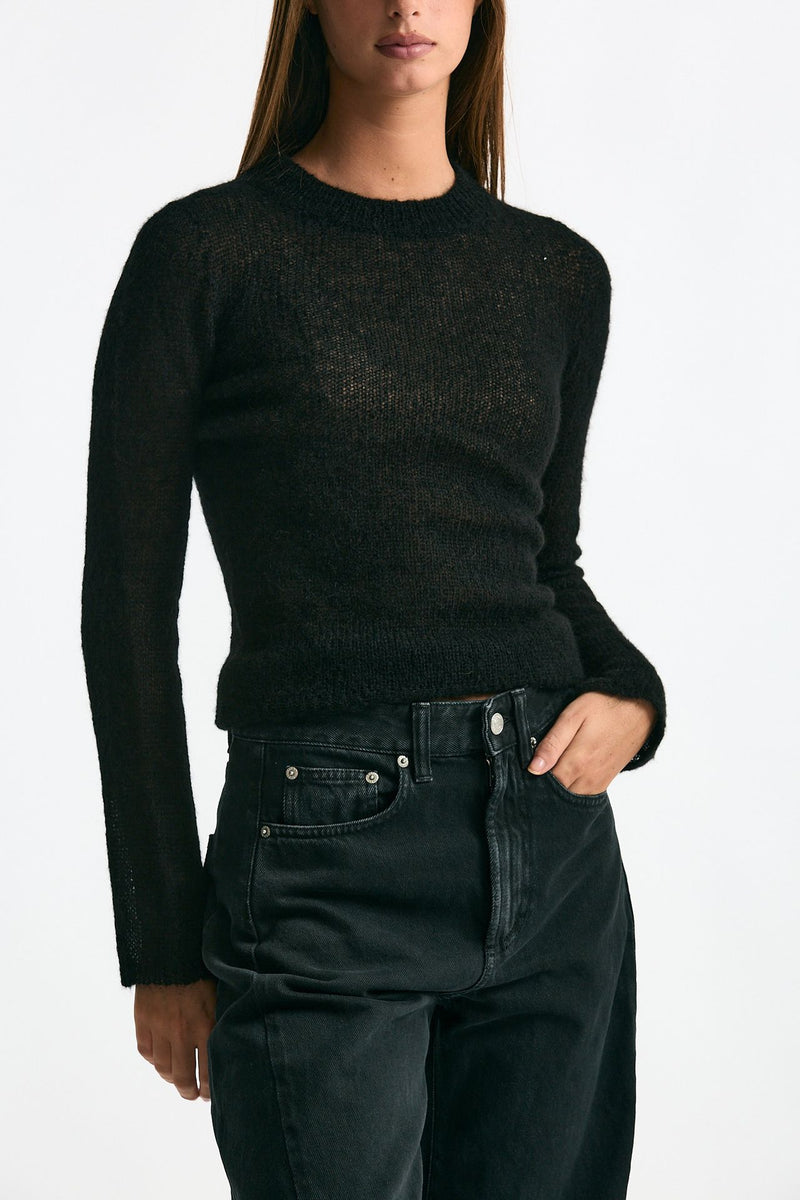 Maglia girocollo in alpaca nero women Scaglione - 4