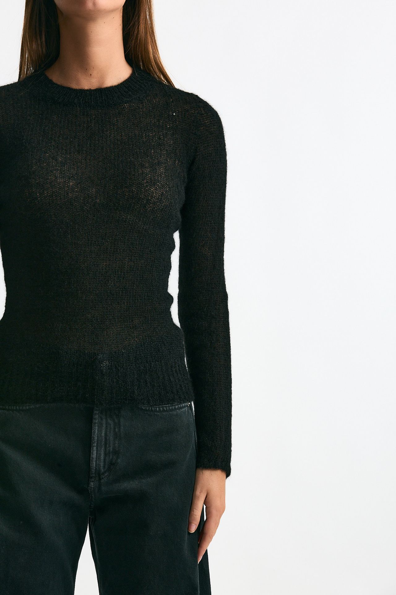 Maglia girocollo in alpaca nero women Scaglione - 5