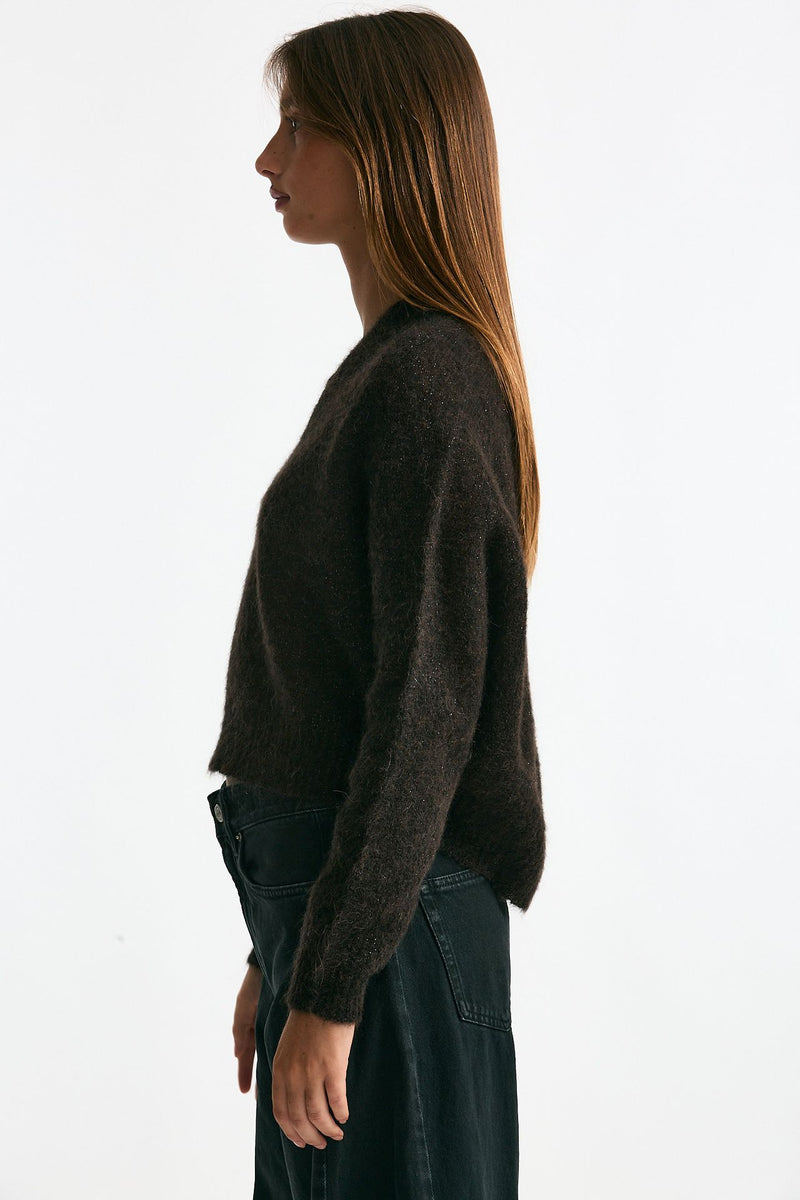 Maglia scollo a v in alpaca marrone women Scaglione - 3