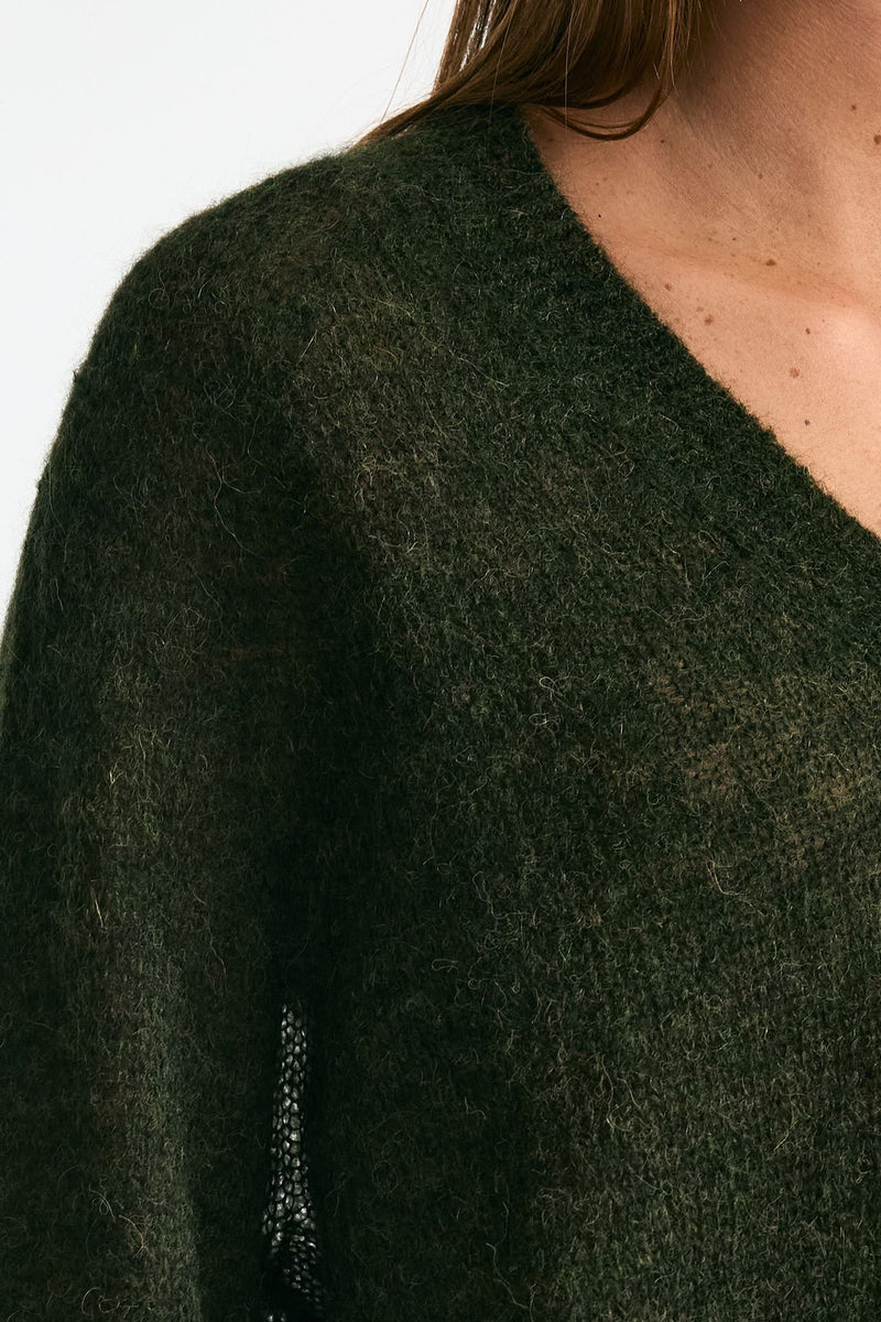Maglia scollo a v in alpaca verde bosco women Scaglione - 4