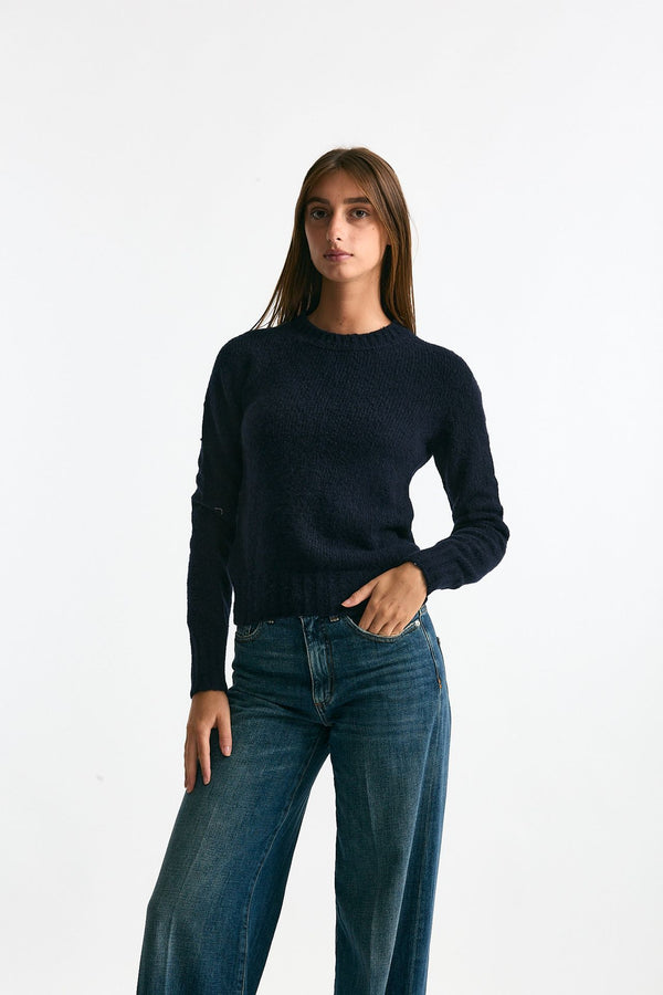 Girocollo basic in lana e cashmere blu women Scaglione