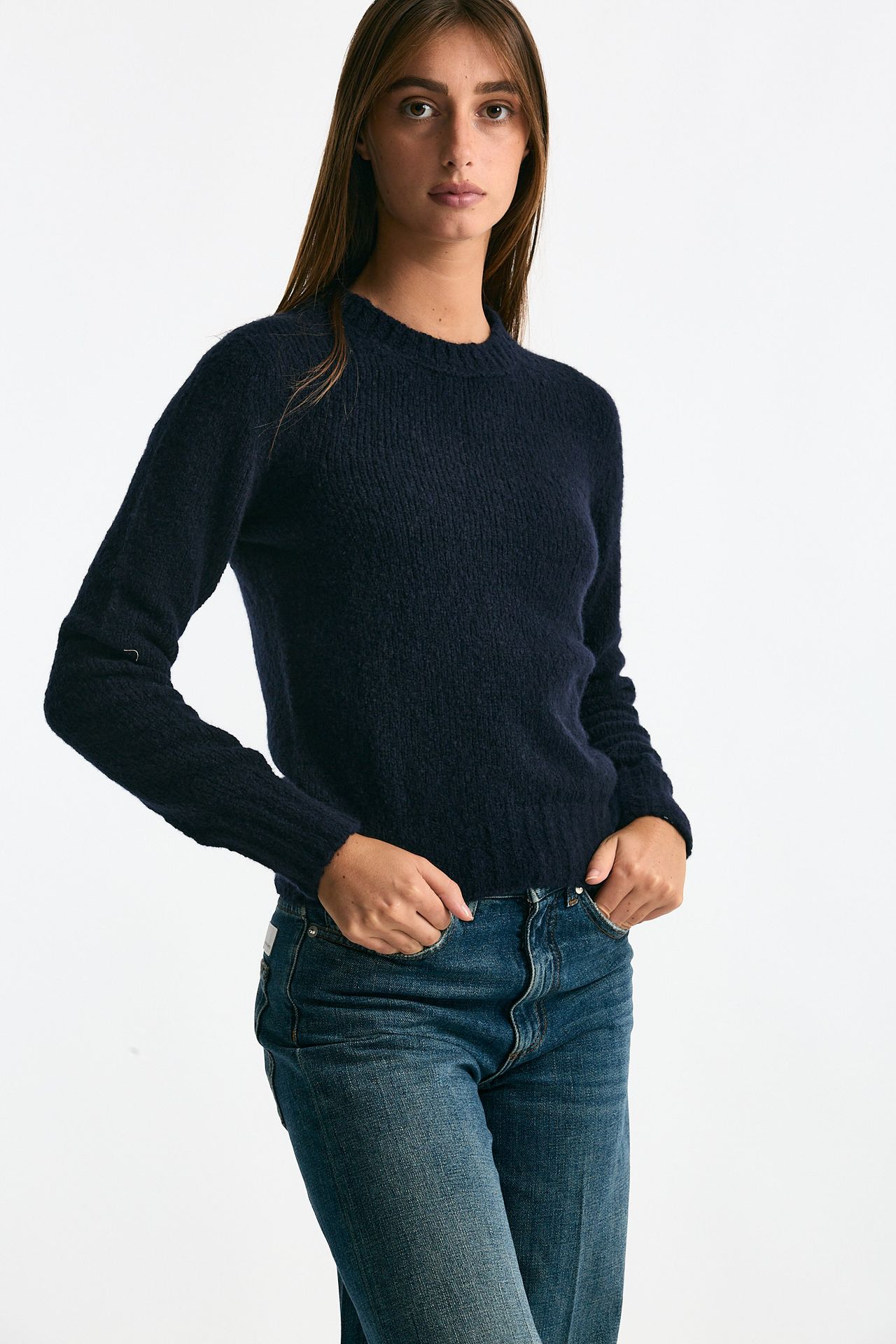 Girocollo basic in lana e cashmere blu women Scaglione - 4