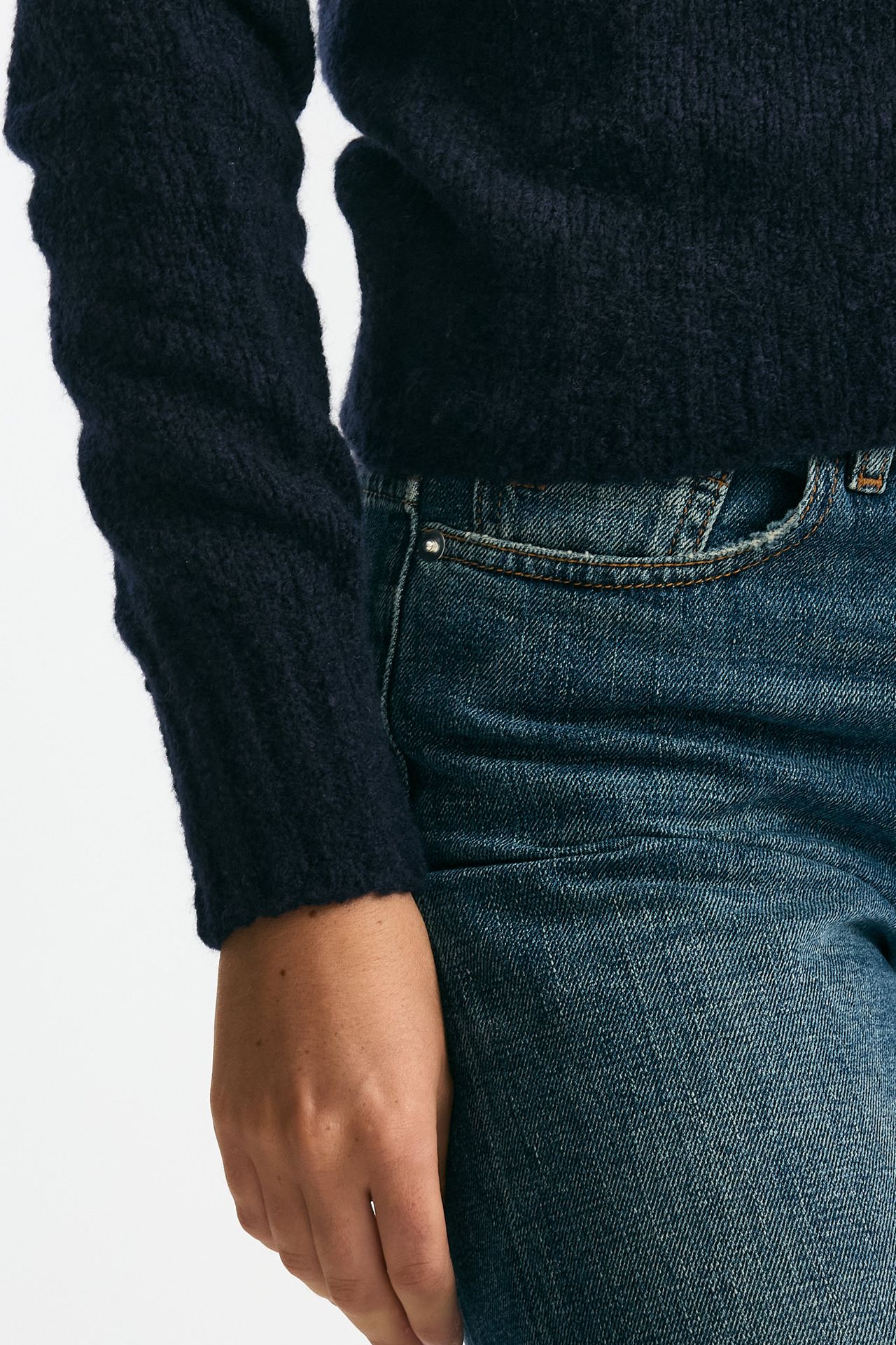 Girocollo basic in lana e cashmere blu women Scaglione - 5