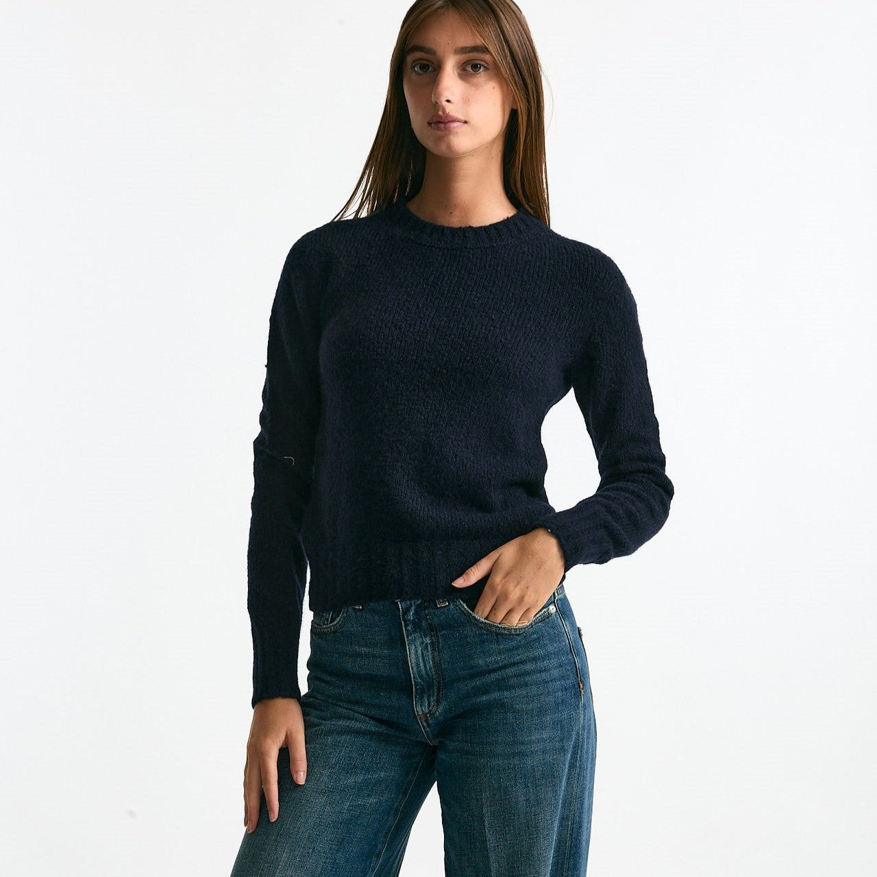 Girocollo basic in lana e cashmere blu women Scaglione - 6