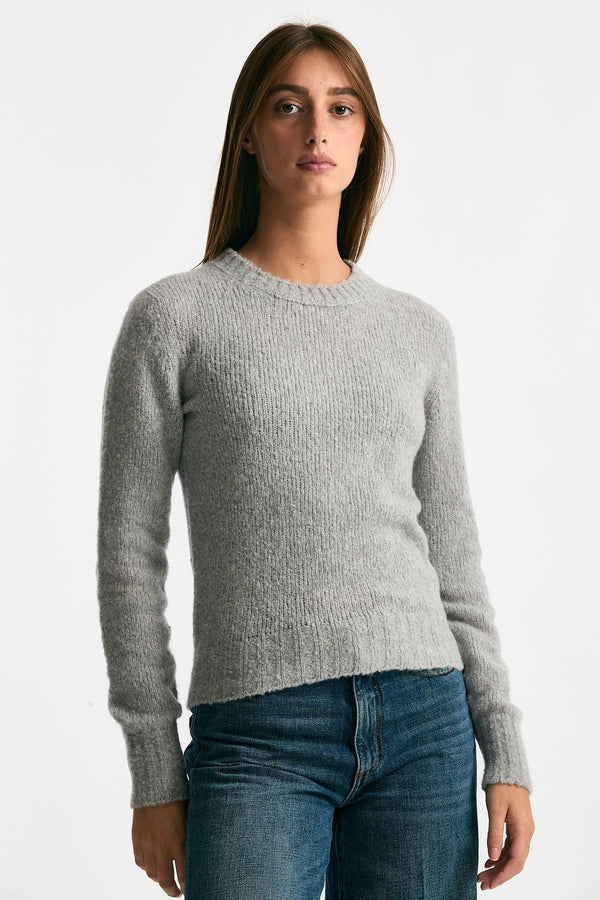 Girocollo basic in lana e cashmere grigio melange women Scaglione