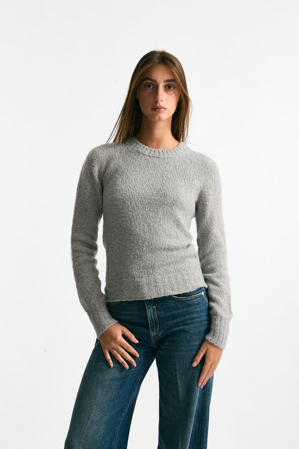 Girocollo basic in lana e cashmere grigio melange women Scaglione