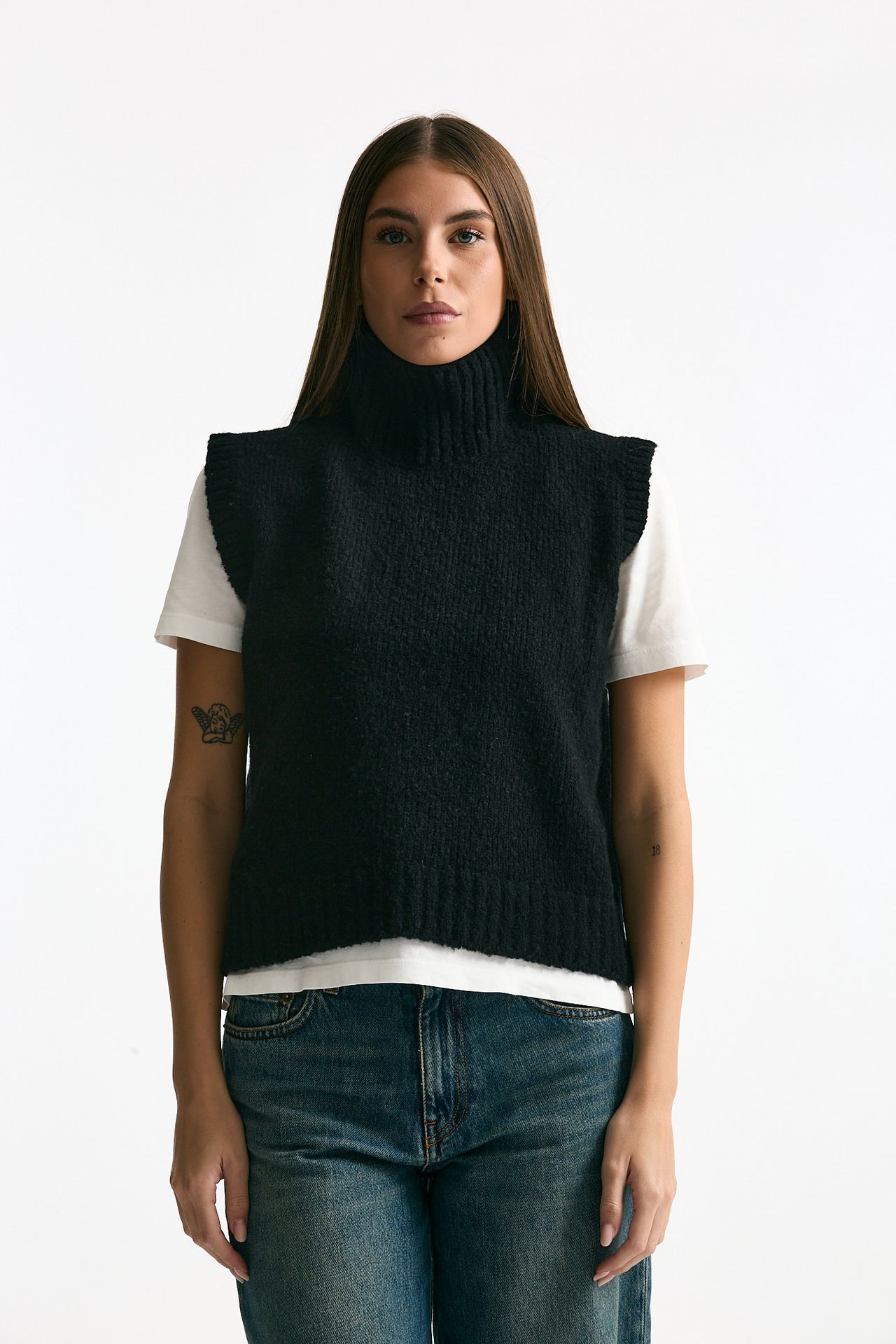 Maglia gilet in lana e cashmere nero women Scaglione - 2