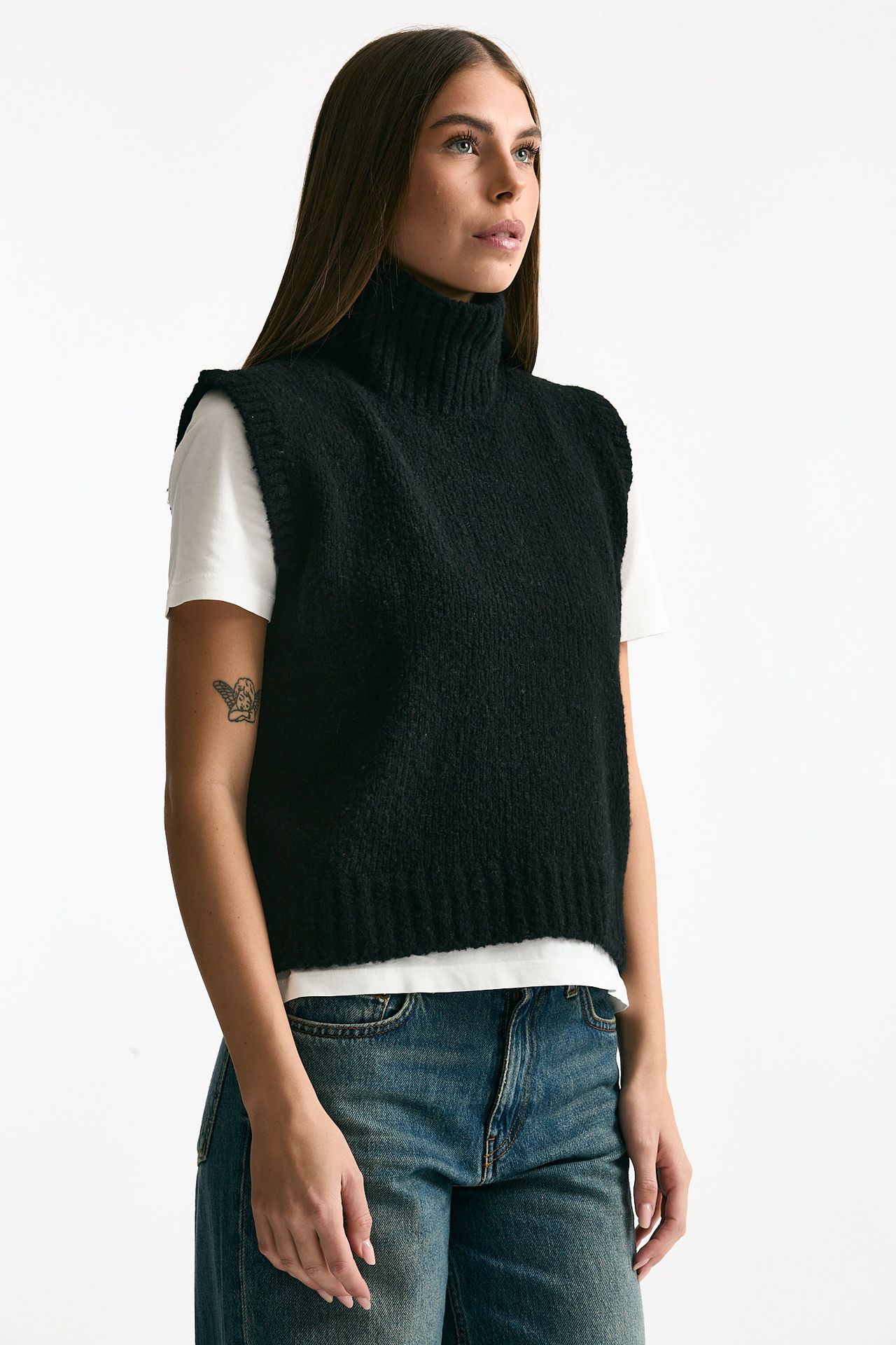 Maglia gilet in lana e cashmere nero women Scaglione - 3