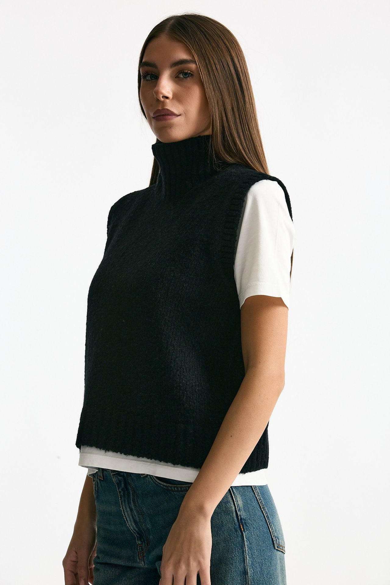 Maglia gilet in lana e cashmere nero women Scaglione - 1