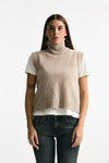Maglia gilet in lana e cashmere beige women Scaglione - 1