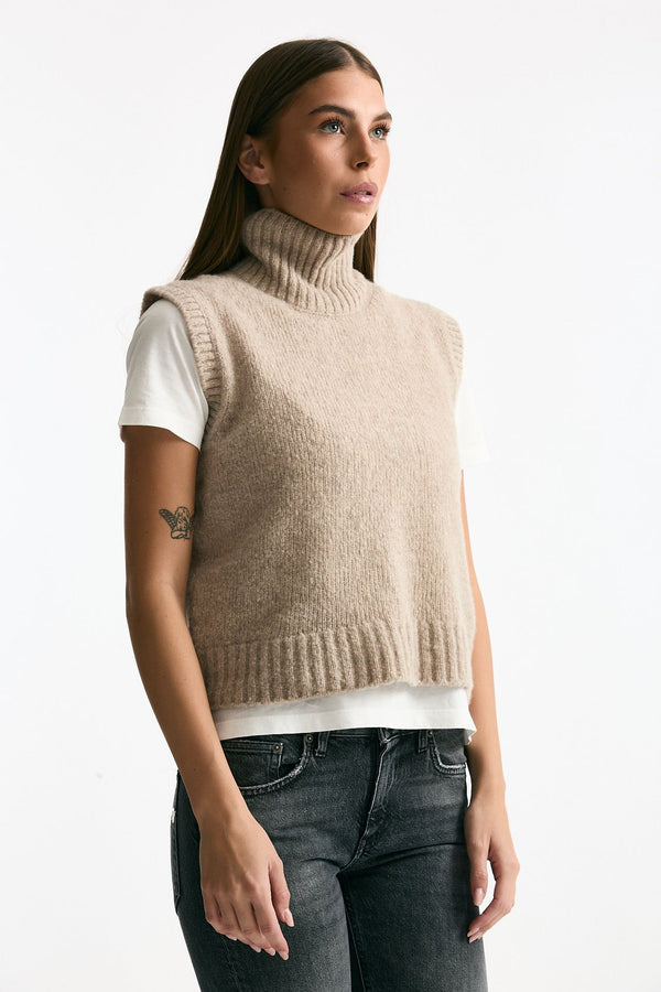 Maglia gilet in lana e cashmere beige women Scaglione