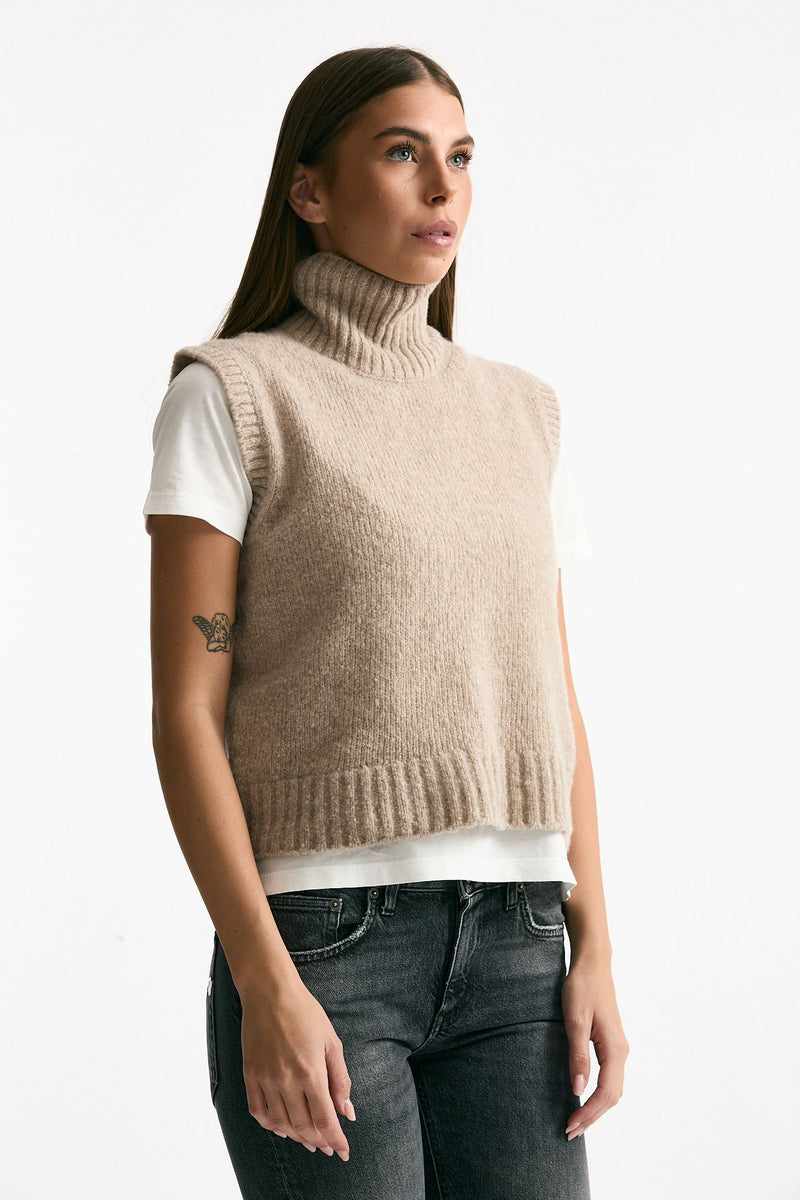 Maglia gilet in lana e cashmere beige women Scaglione - 2