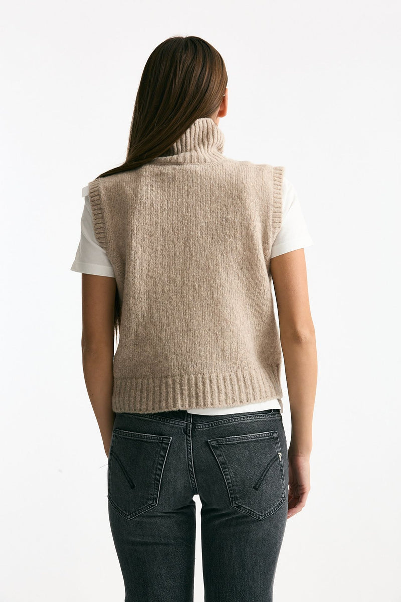 Maglia gilet in lana e cashmere beige women Scaglione - 3