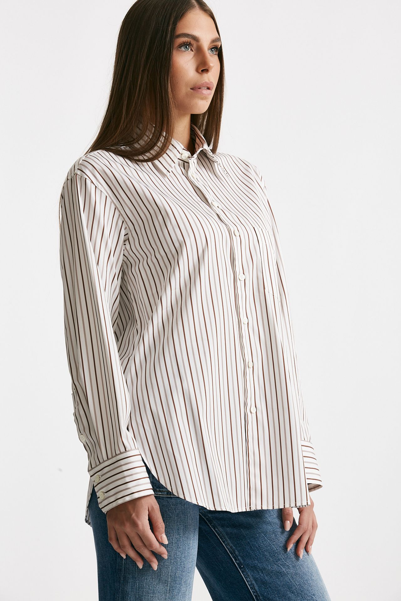 Camicia over bianca rigata women Seafarer - 3