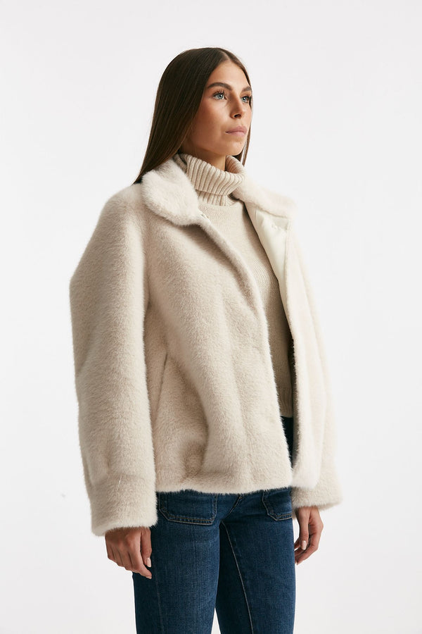 Eco fur crop panna collo alto women Myskin