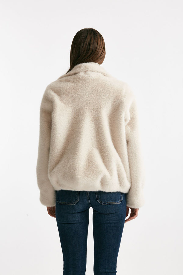 Eco fur crop panna collo alto women Myskin