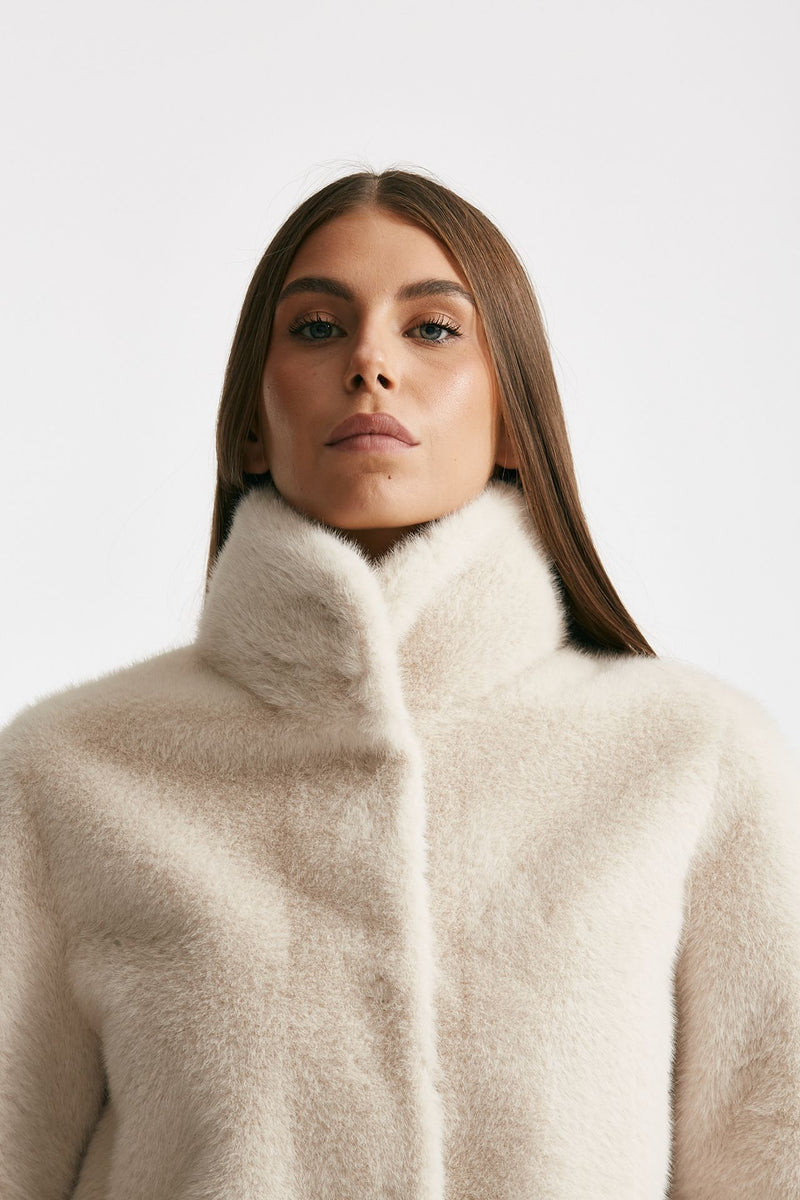 Eco fur crop panna collo alto women Myskin - 4