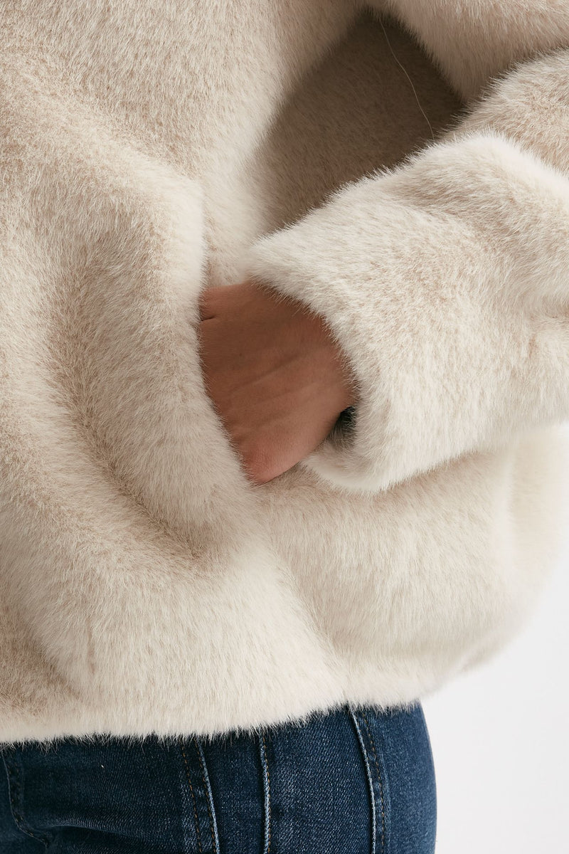 Eco fur crop panna collo alto women Myskin - 5