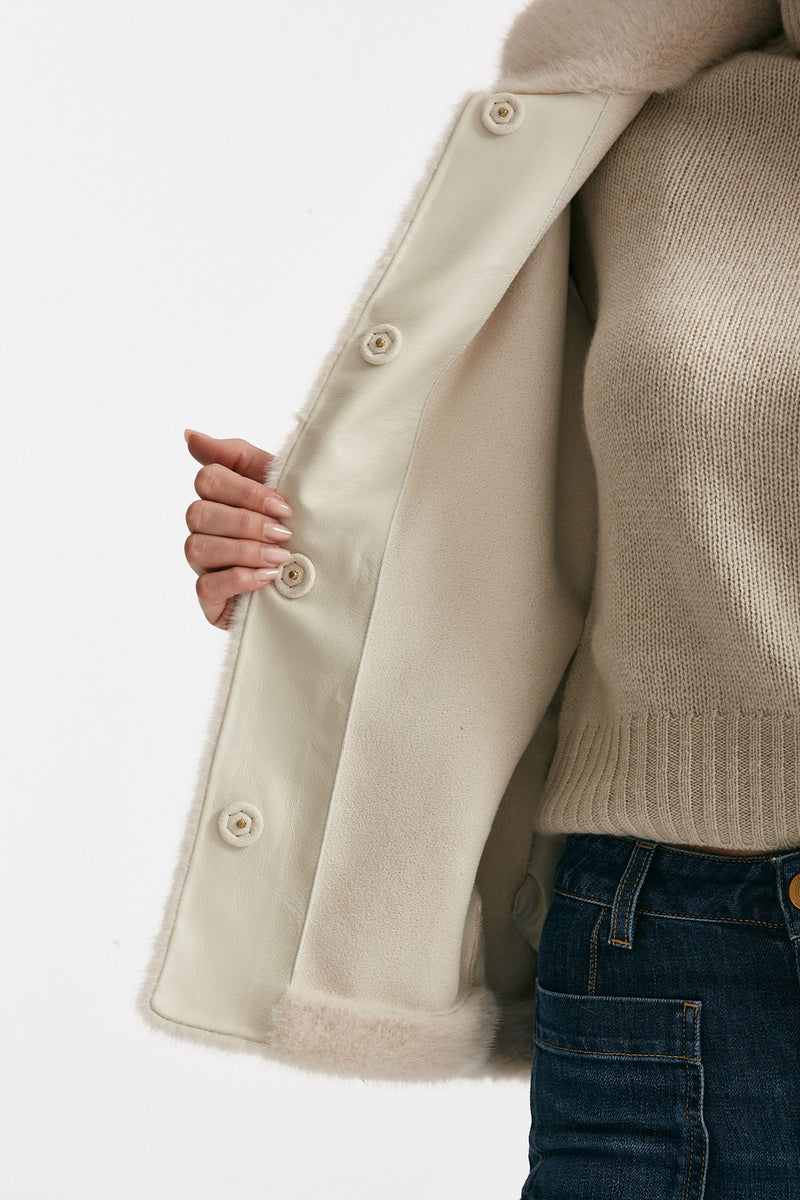 Eco fur crop panna collo alto women Myskin - 6