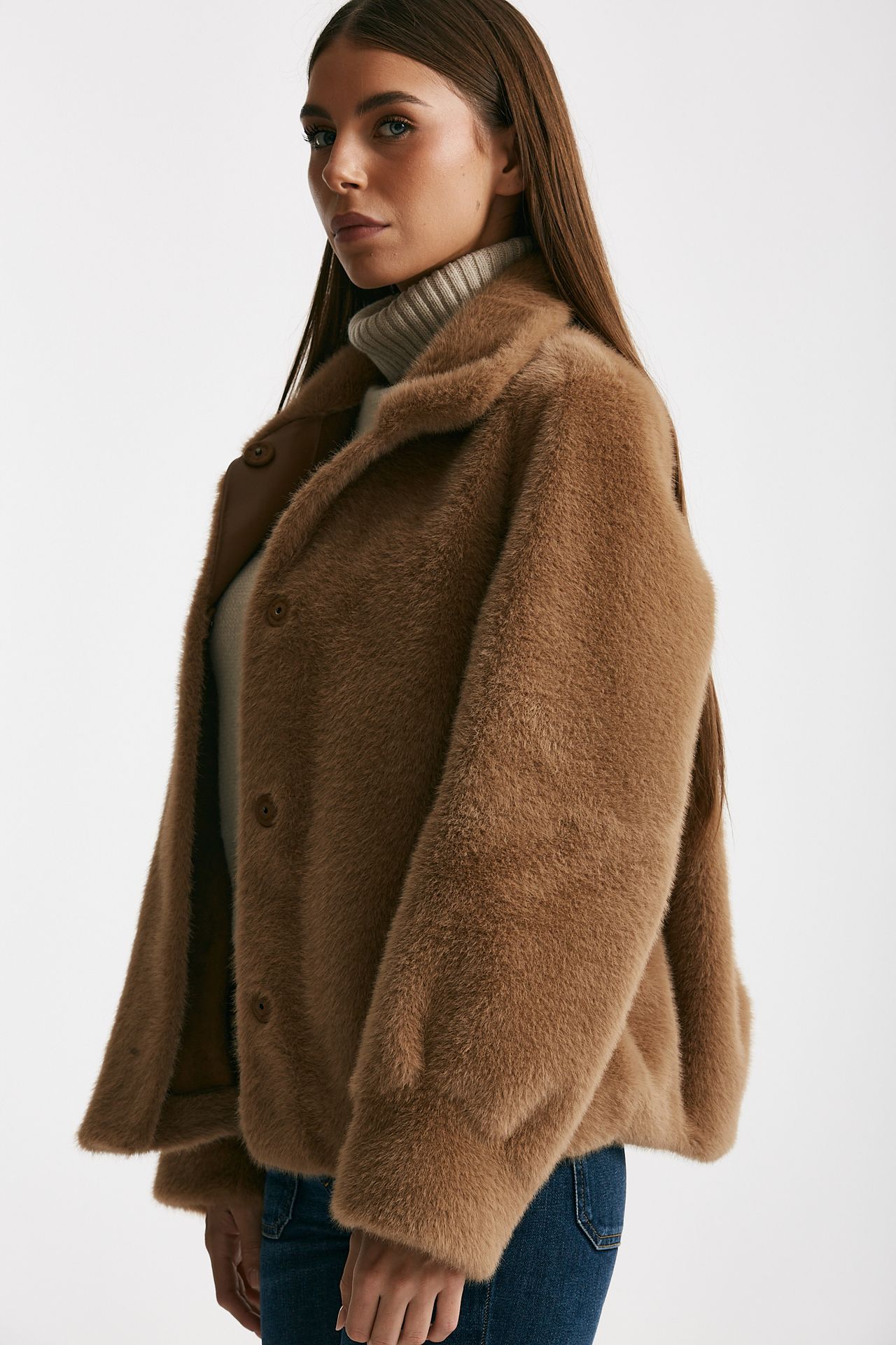 Eco fur crop cammello women Myskin - 1