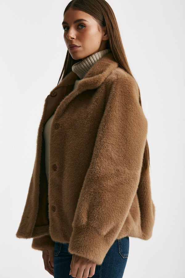 Eco fur crop cammello women Myskin