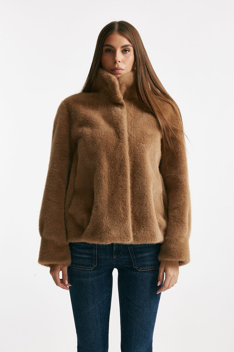 Eco fur crop cammello women Myskin - 4
