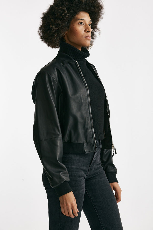 Bomber in pelle nero women Myskin