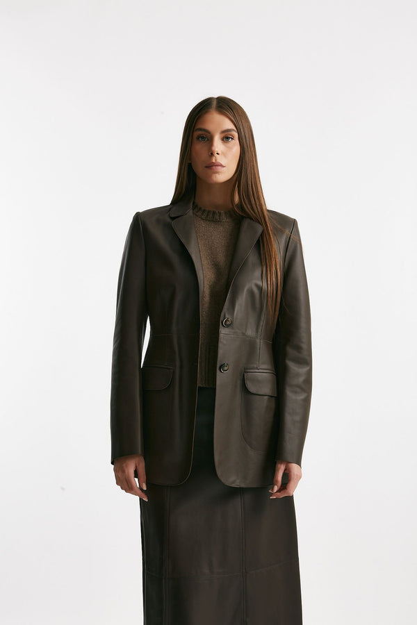 Giacca in vera pelle marrone women Myskin