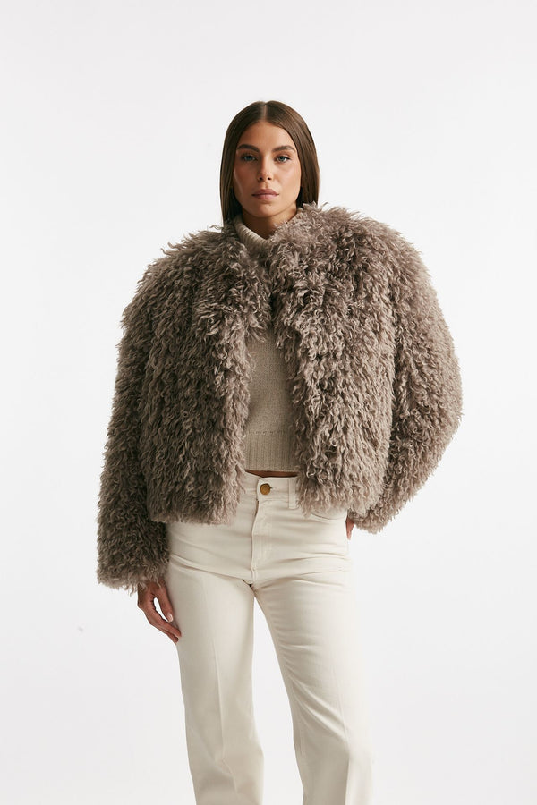 Eco fur crop PERLA tortora women Tagliatore