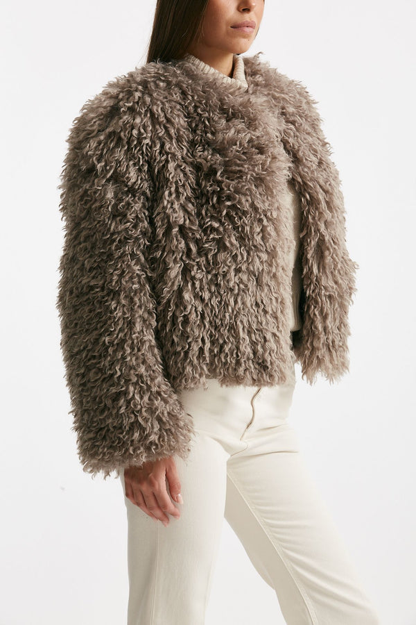 Eco fur crop PERLA tortora women Tagliatore