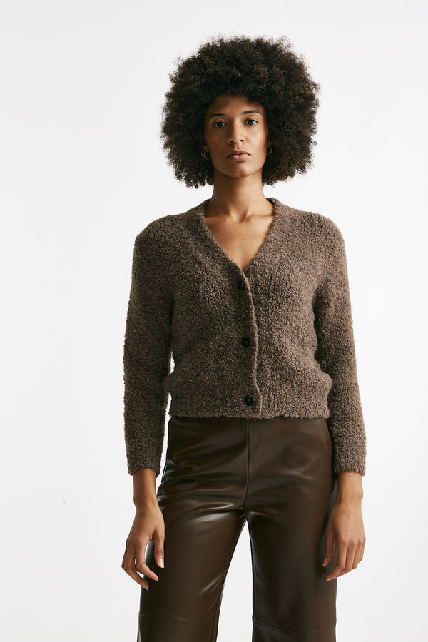 Maglia cardigan crop marrone women Tagliatore