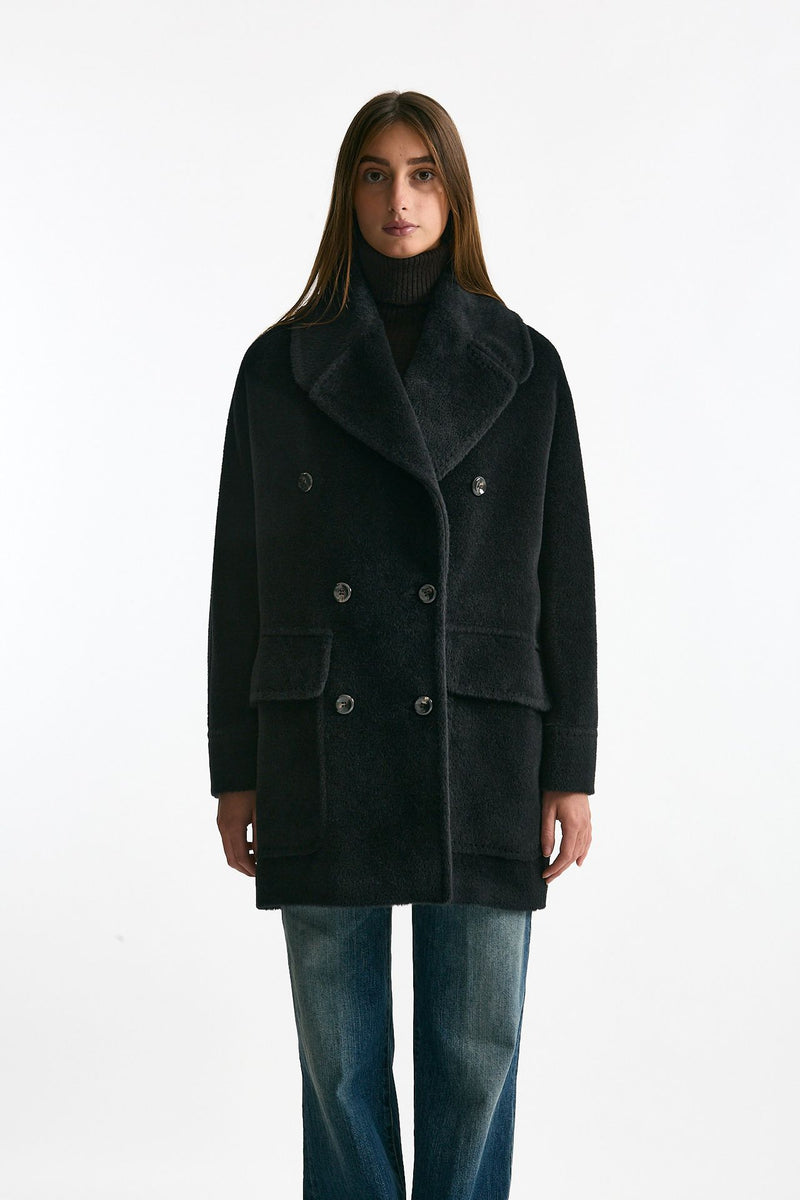 Cappotto over LILIAN in alpaca e lana nero women Tagliatore - 4