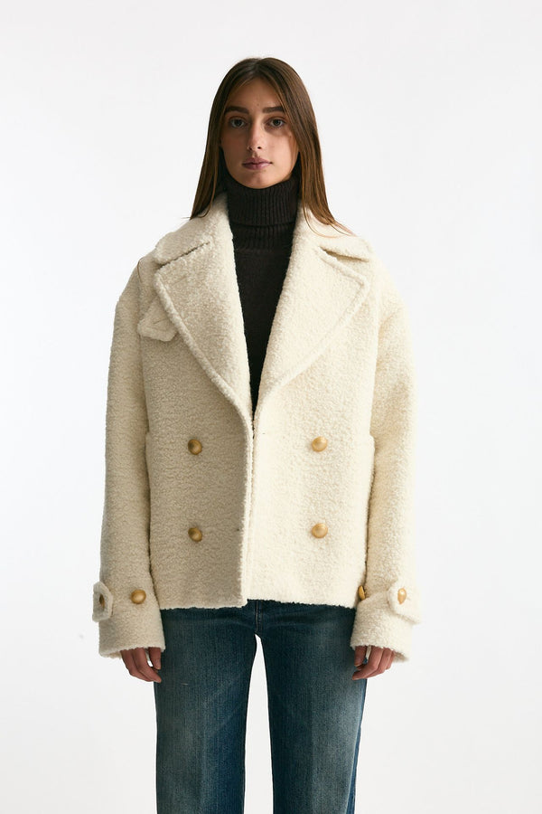 Caban corto bouclé bianco women Tagliatore