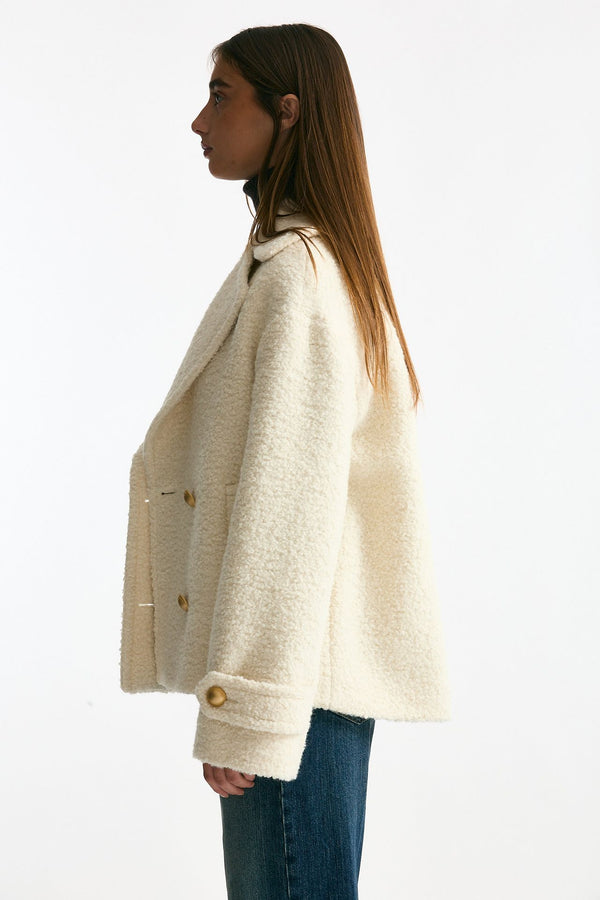 Caban corto bouclé bianco women Tagliatore