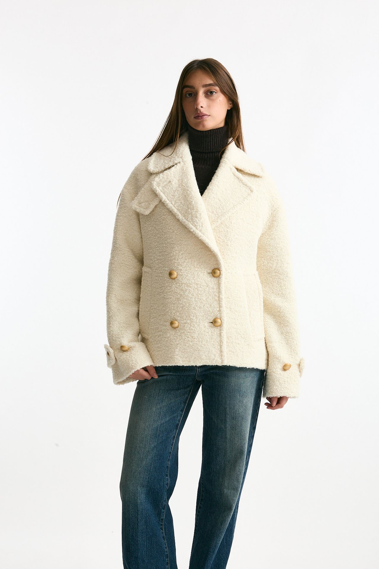 Caban corto bouclé bianco women Tagliatore - 4