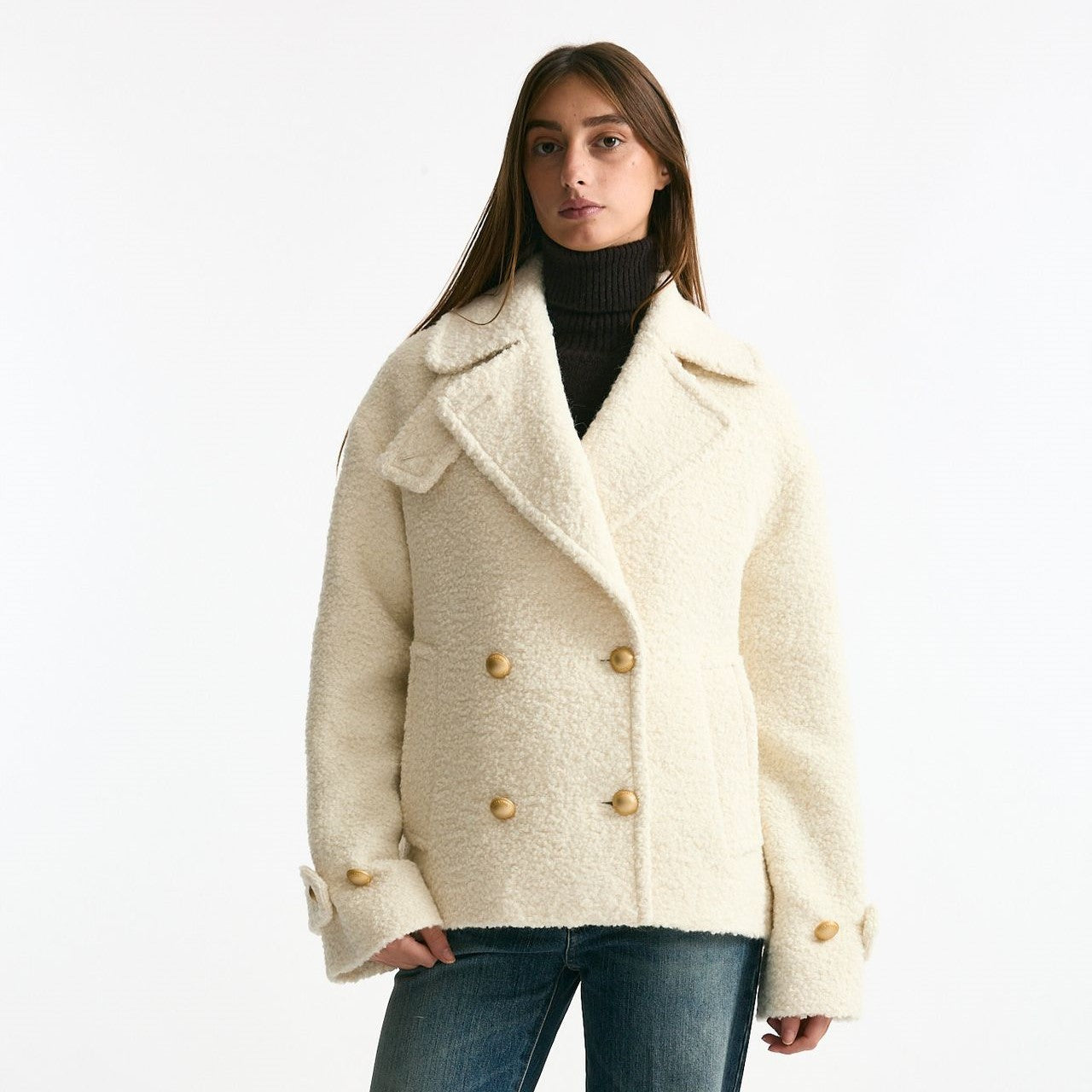 Caban corto bouclé bianco women Tagliatore - 10