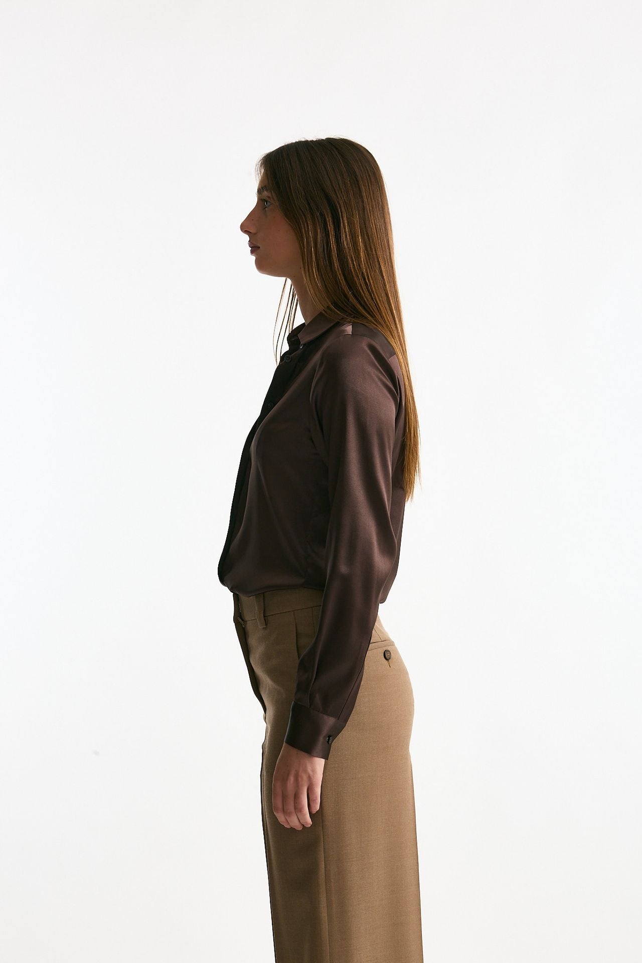 Camicia in pura seta marrone women Tagliatore - 4