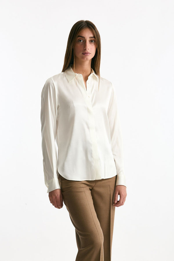 Camicia in pura seta bianco women Tagliatore
