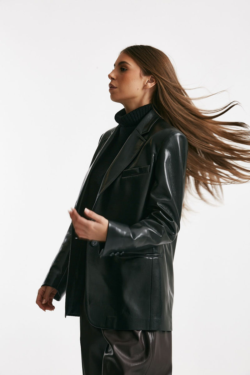 Blazer over in ecopelle nero women The andamane - 5